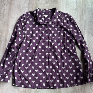 Caslon Plum Heart Pattern Blouse